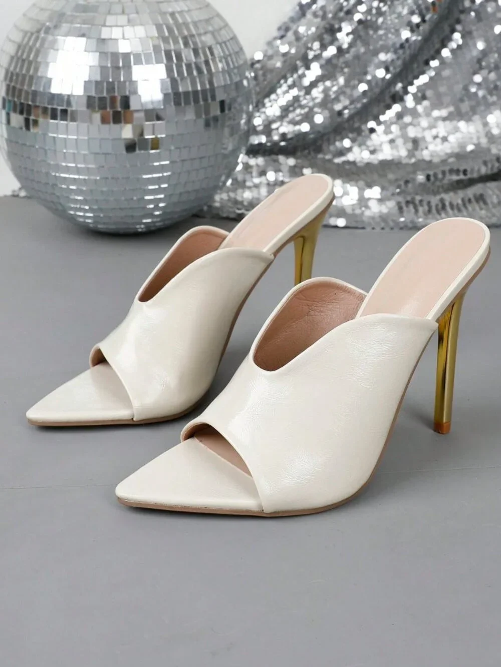 Apricot Sexy Women's Gold Heeled Sandals